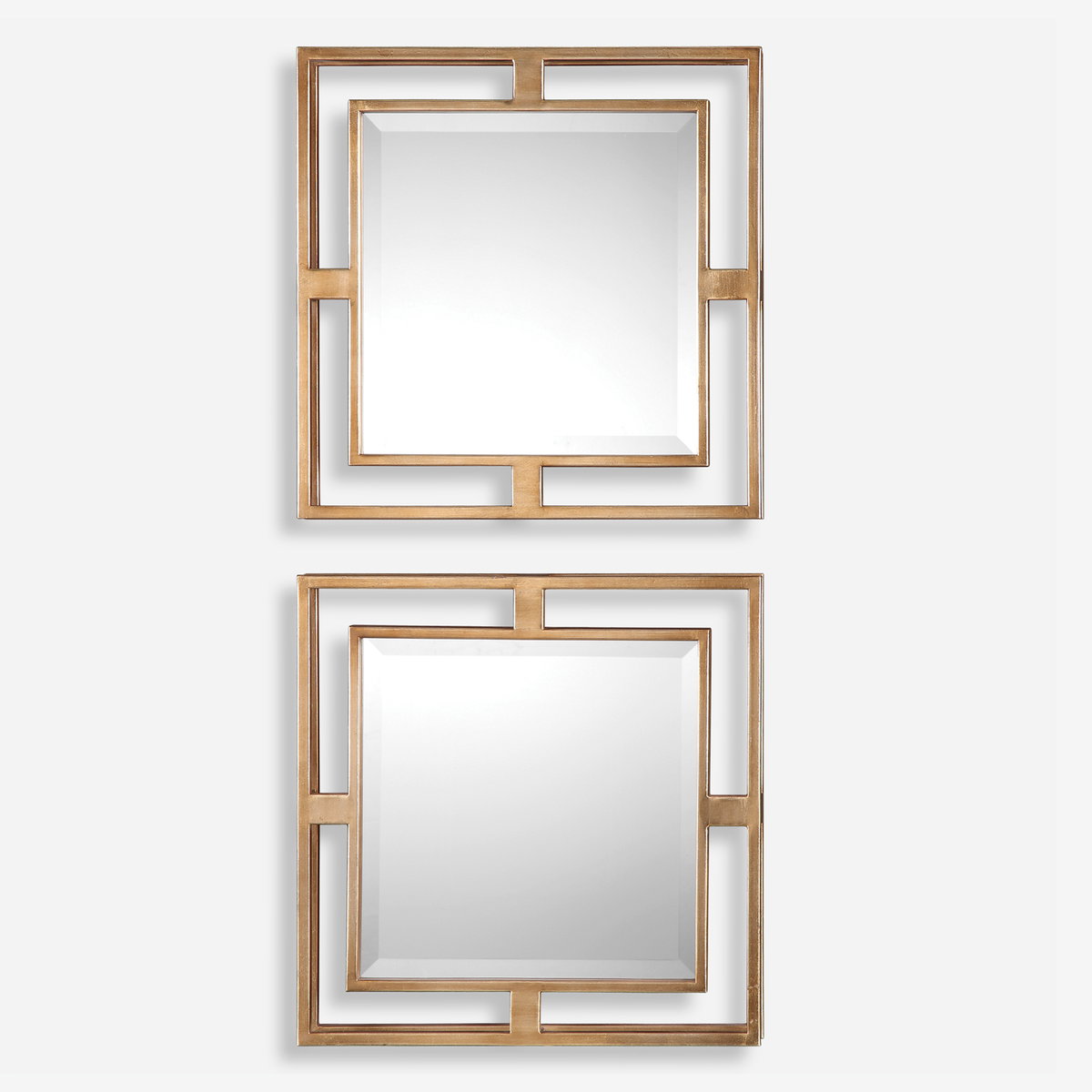 Allick Gold Square Mirrors Set/2, by Uttermost, 18" width x 18" height x 2.5" depth View 1