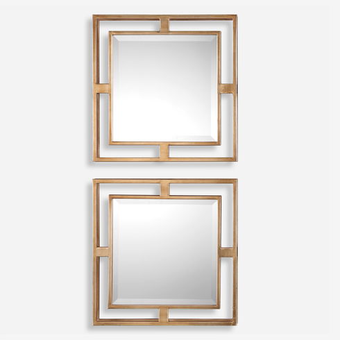 Allick Gold Square Mirrors Set/2