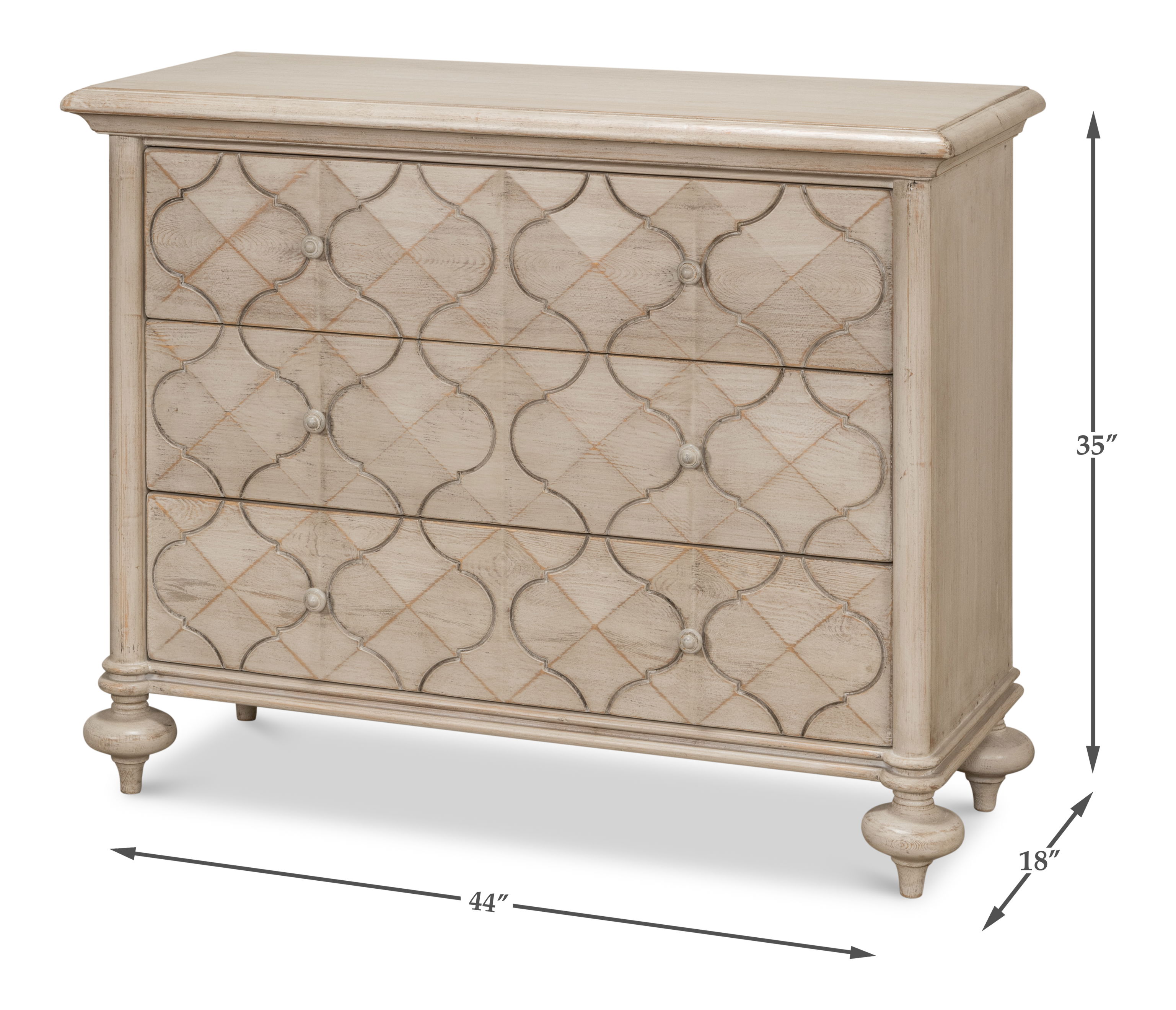 Sommeil 3 Drawer Commode, Stone Grey large image 