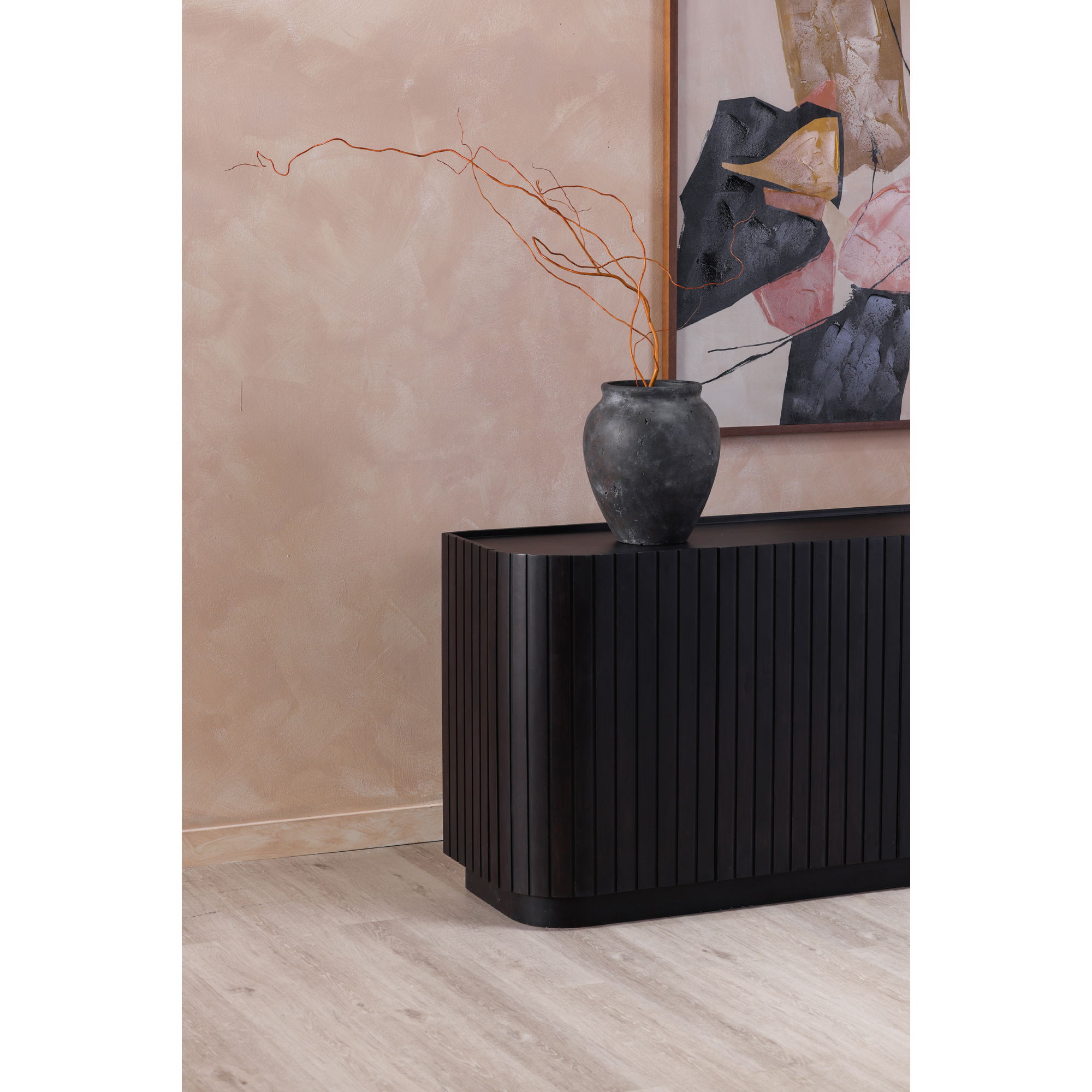Povera 4 Door Sideboard Black, Cabinets & Sideboard by Moe's Home, 72" width x 32" height x 18" depth View 6