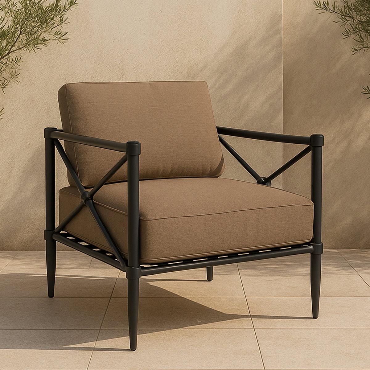 Willow Outdoor Accent Chair Light Brown, Outdoor Chair by Moe's Home, 2'8" width x 2'10" height x 2'8" depth View 7