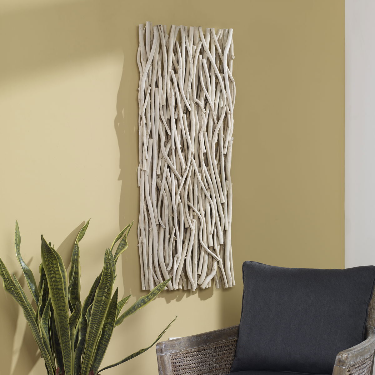 Gathered Teak Bleached Wood Wall Decor, Art by Uttermost, 19" width x 49" height x 3.5" depth View 9