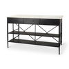 Amika White Marble Top Black Metal Base Kitchen Island thumbnail 0