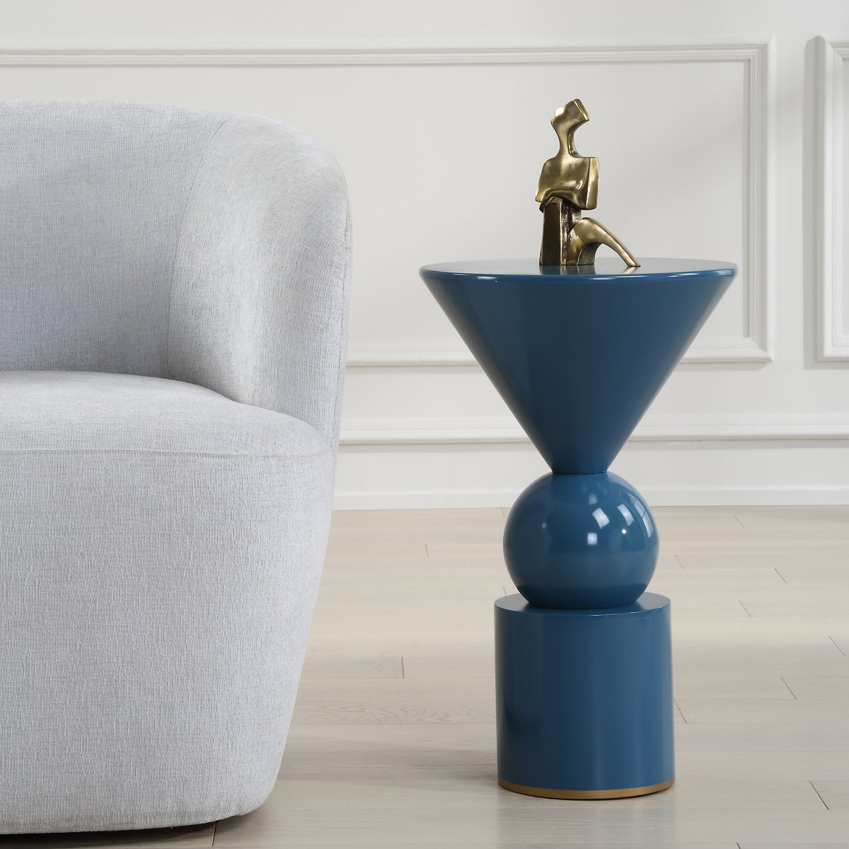 Trig Blue Accent Table, Furniture by Uttermost, 14" width x 23" height x 14" depth View 2