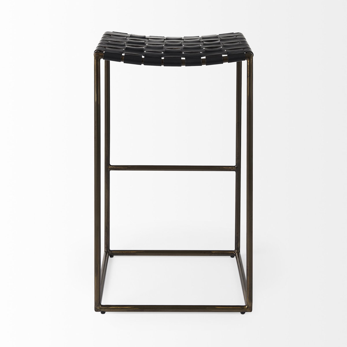 Clarissa Backless 30.25in Seat Bar Stool | Black Leather with Gold Metal, Counter & Bar Stool by Mercana, 18" length x 16" width x 30" height View 6