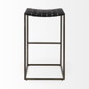 Clarissa Backless 30.25in Seat Bar Stool | Black Leather with Gold Metal, Counter & Bar Stool by Mercana, 18" length x 16" width x 30" height thumbnail 6