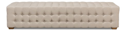 Beam Bench, Tufted Beige Linen