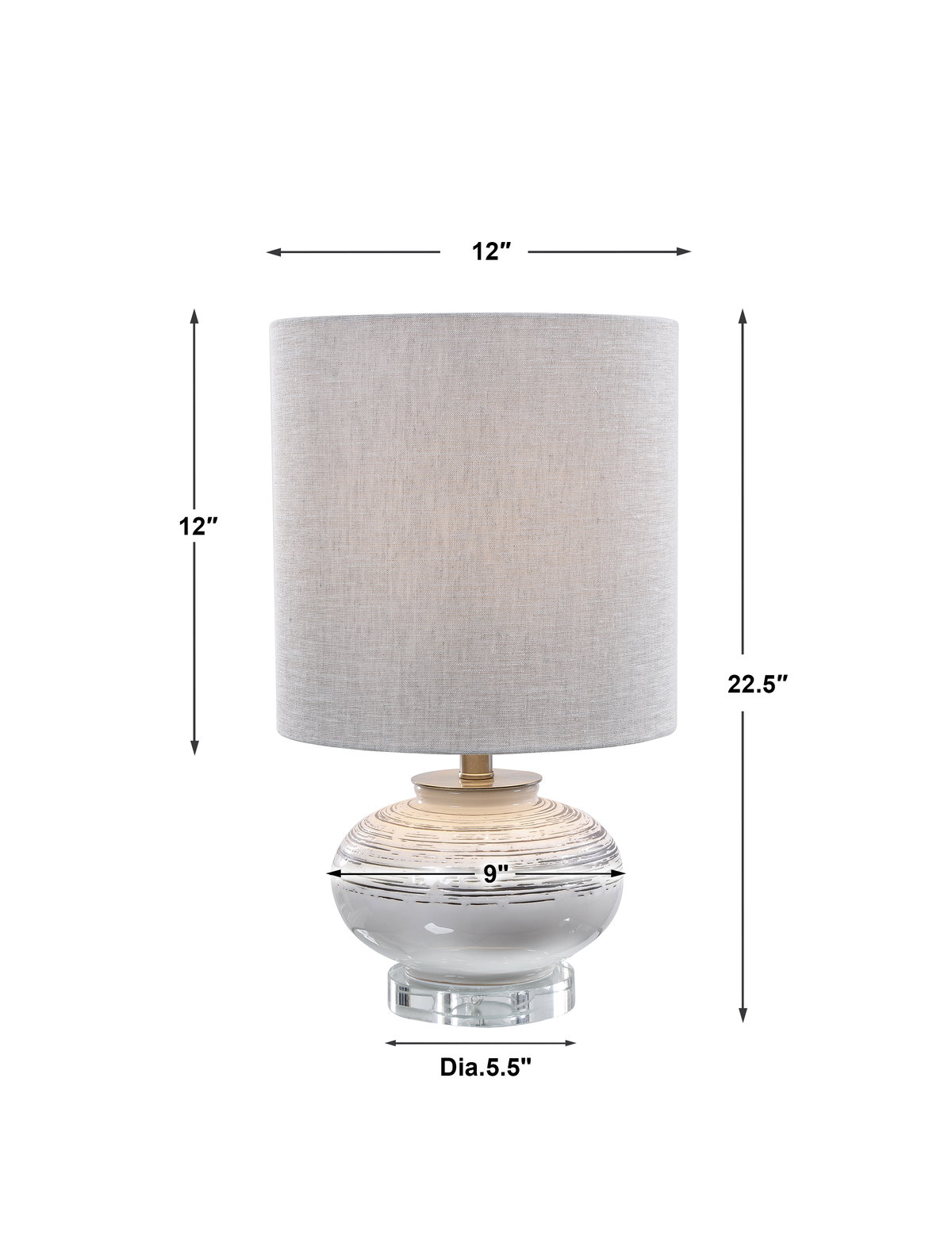 Lenta Off-White Accent Lamp, by Uttermost, 1' width x 1'8.5" height x 1' depth View 3