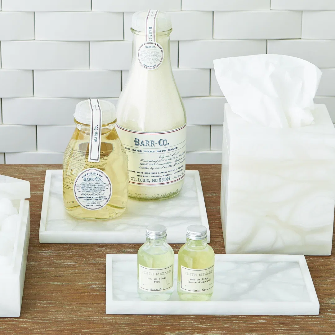 Alabaster Rectangular Plateau, Bath Accessorie by Studio A Home, 9.25" width x 0.5" height x 5" depth View 3