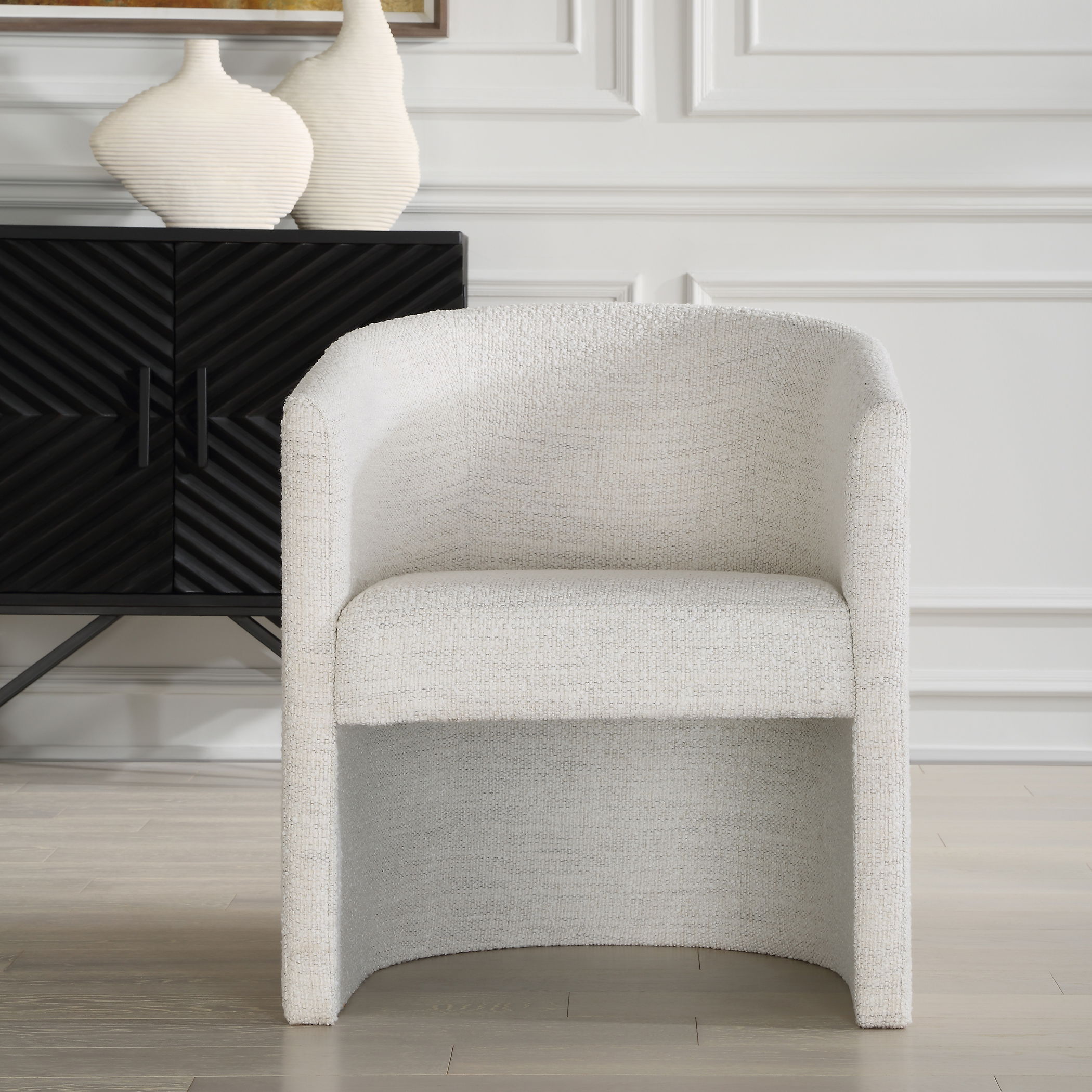 Encompass White Fabric Dining Chair large image 