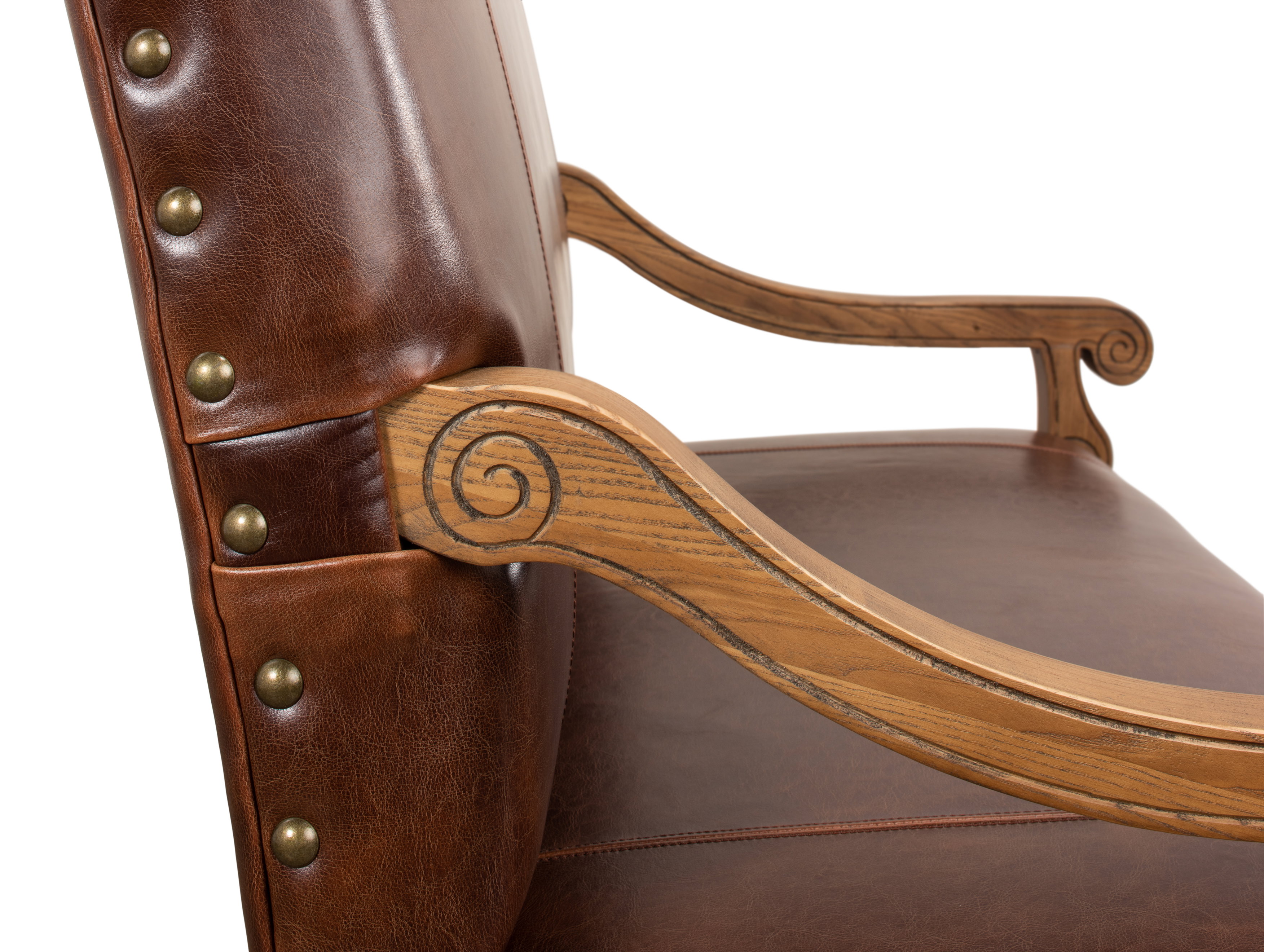 Italian Leather Settee, Seating by Sarreid, 45" length x 32" width x 47" height View 7