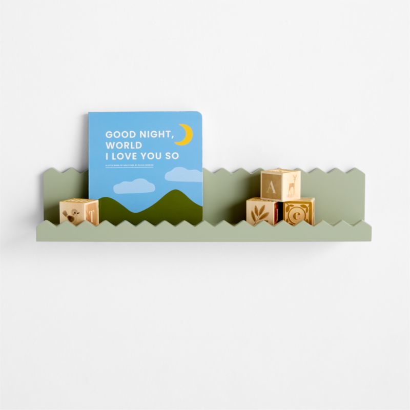 Online Designer Bedroom Sunny Zig Zag Sage Green Book Ledge Shelf