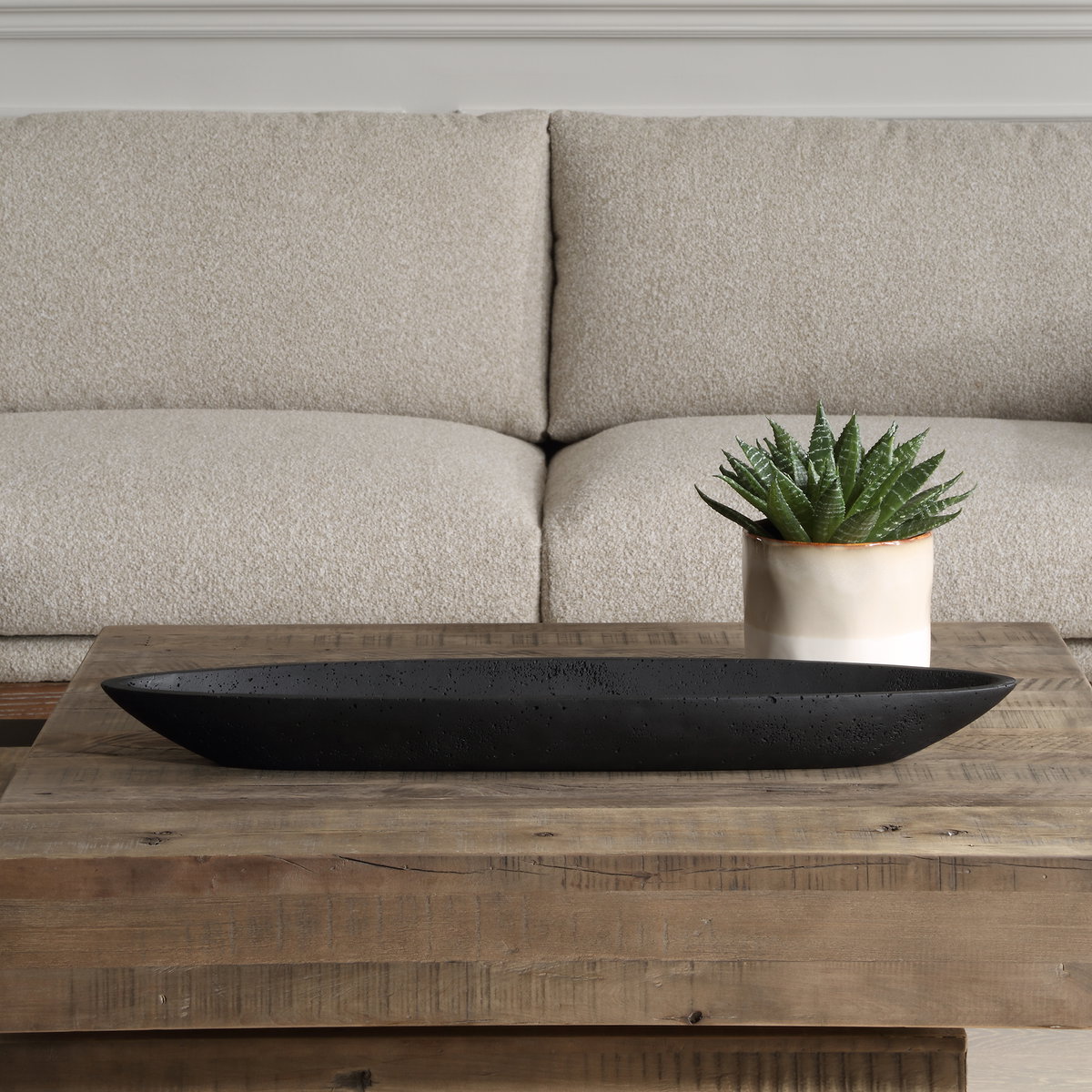 Vessel Cast Black Canoe Bowl, Decorative by Uttermost, 29" width x 2.75" height x 6.5" depth View 2