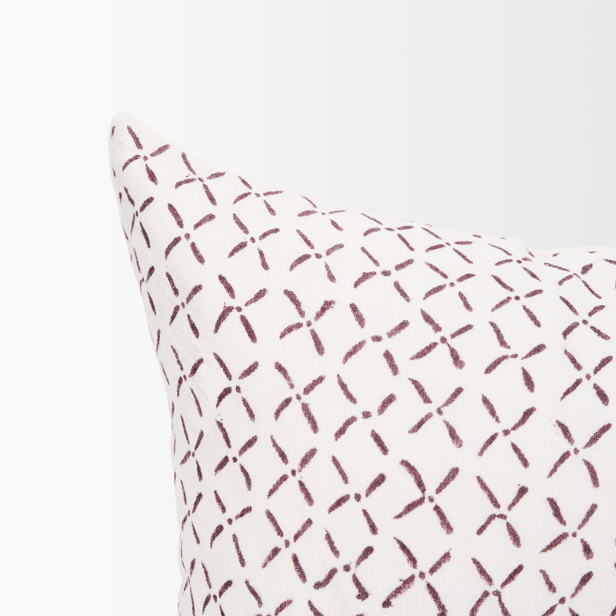 Jayden 14x26 Cream with Merlot Print Linen Lumbar Pillow Cover, Decorative Pillow by Mercana, 14" length x 26" width x 0.2" height View 6