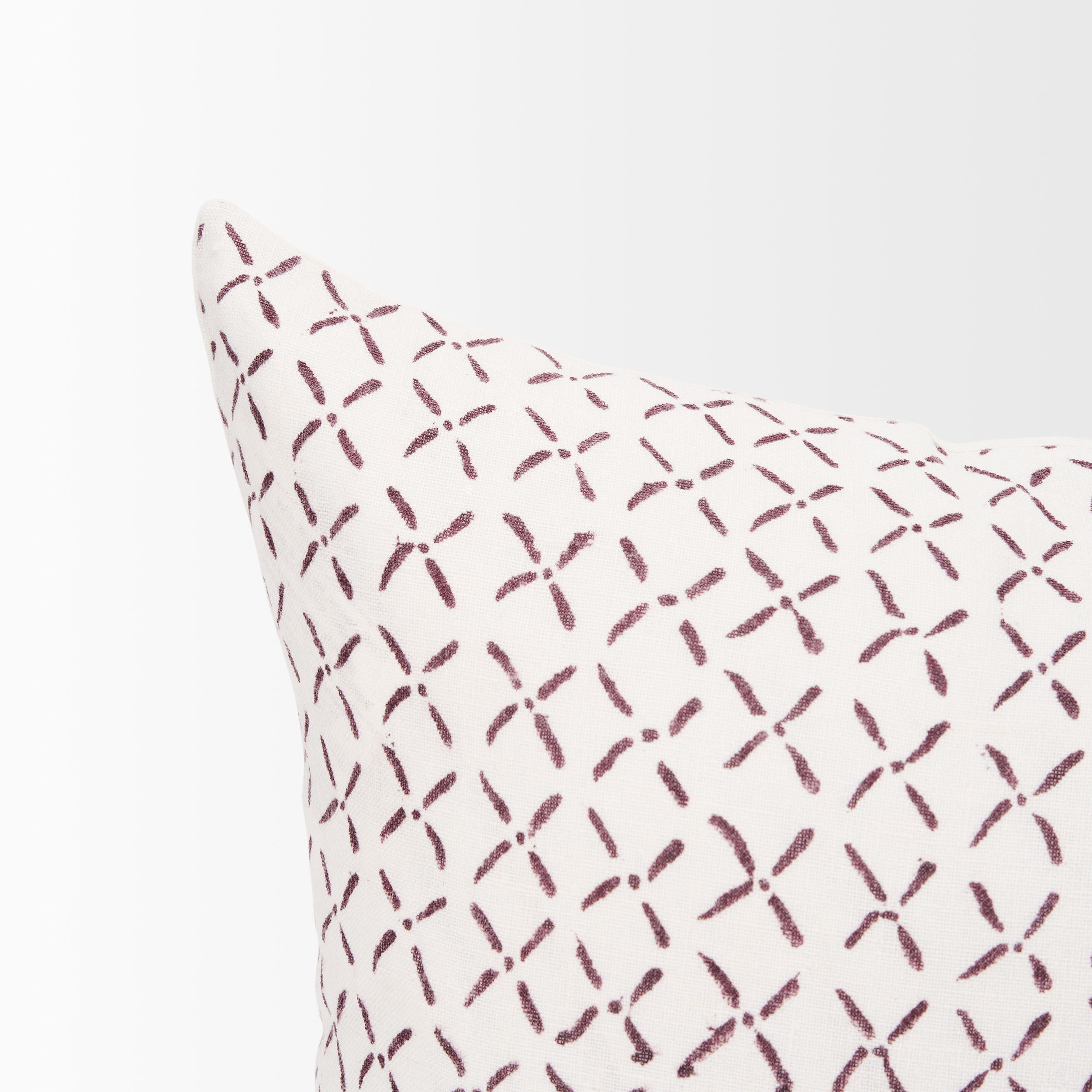 Jayden Cream with Merlot Print Linen Lumbar Decorative Pillow Cover large image 