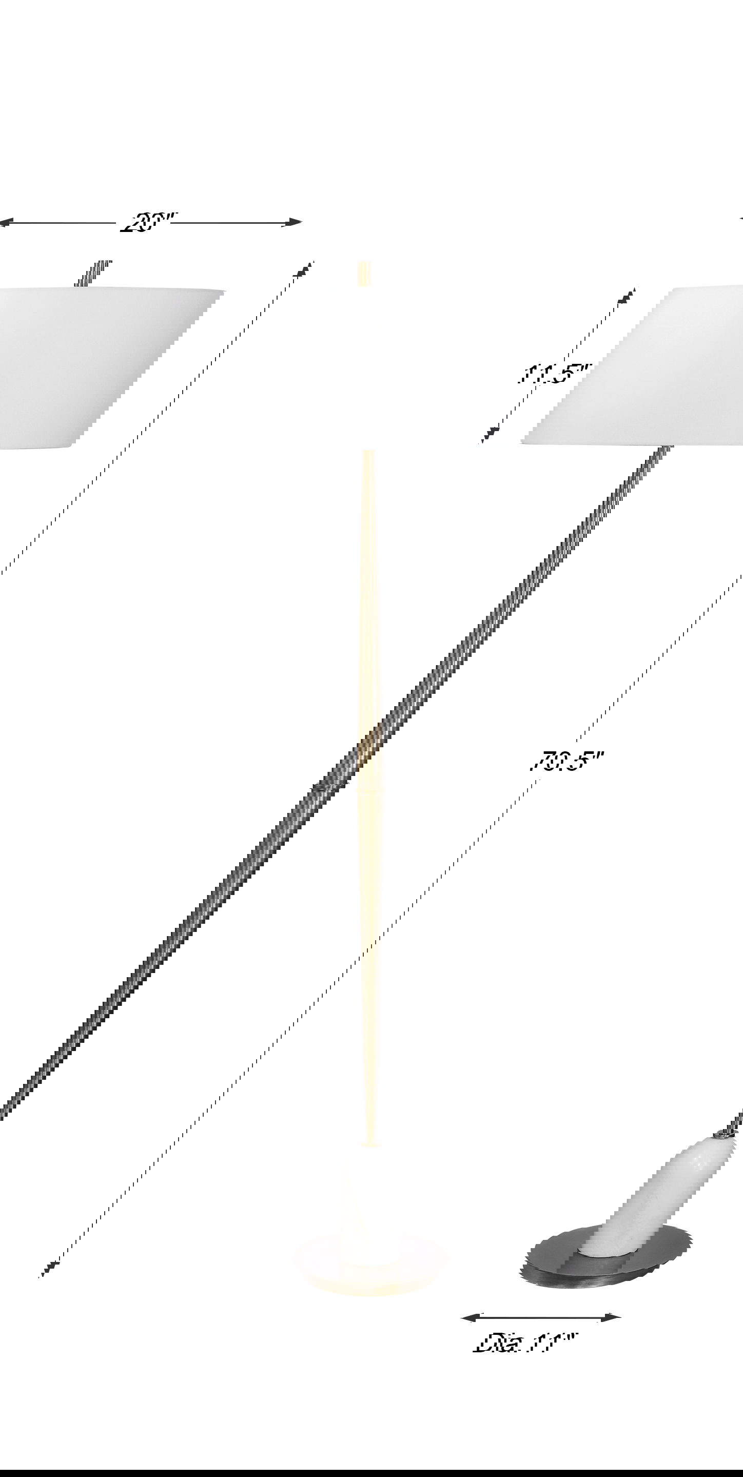 Minette Mid-Century Floor Lamp, by Uttermost, 20" width x 70.5" height x 20" depth View 3