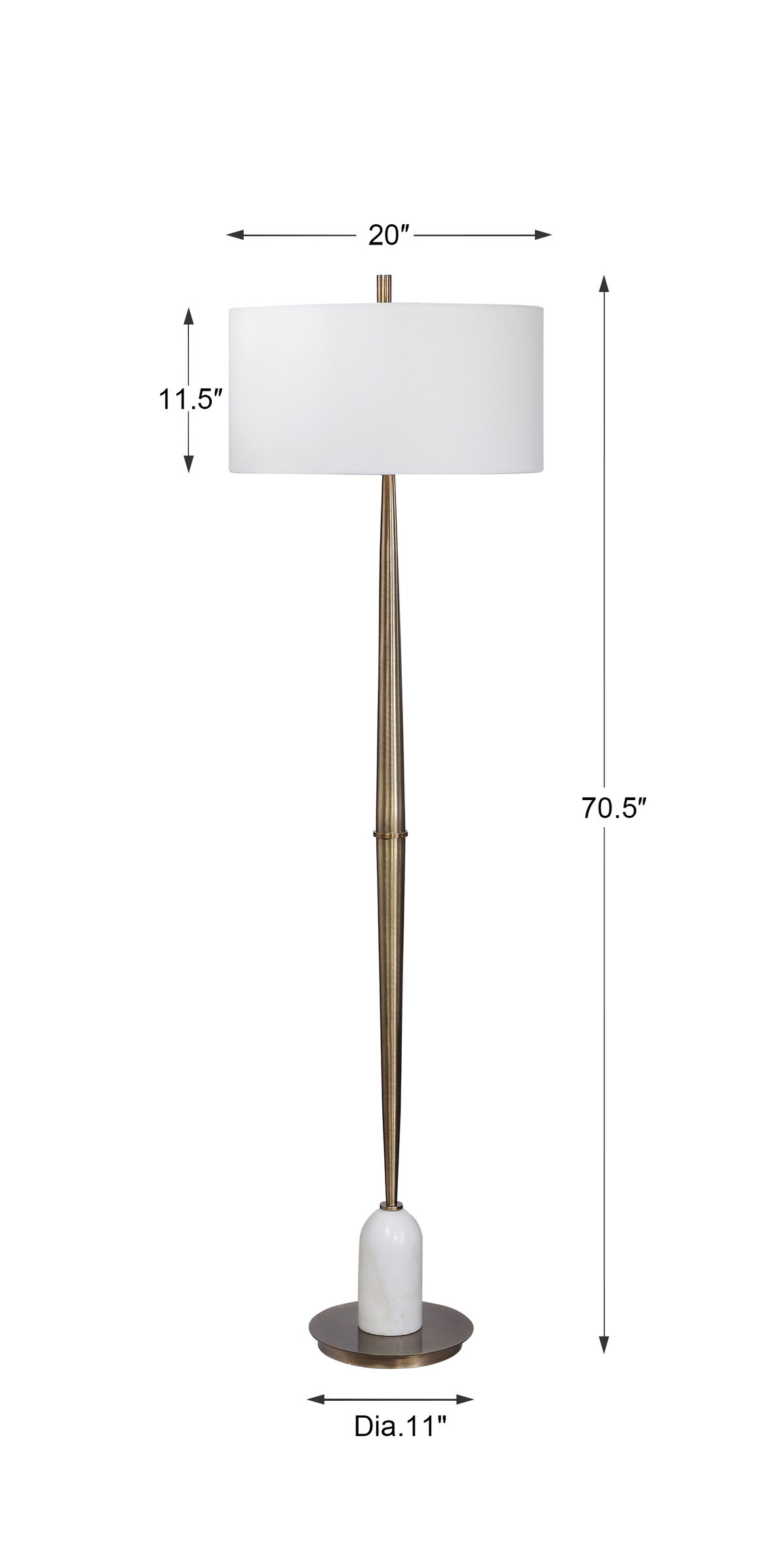Minette Mid-Century Floor Lamp, by Uttermost, 20" width x 70.5" height x 20" depth View 3