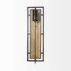 Cleo 16.9x57.1 Black Metal and Wood Rectangular Wall Sconce, by Mercana, 16.93" length x 7.87" width x 57.09" height thumbnail 3