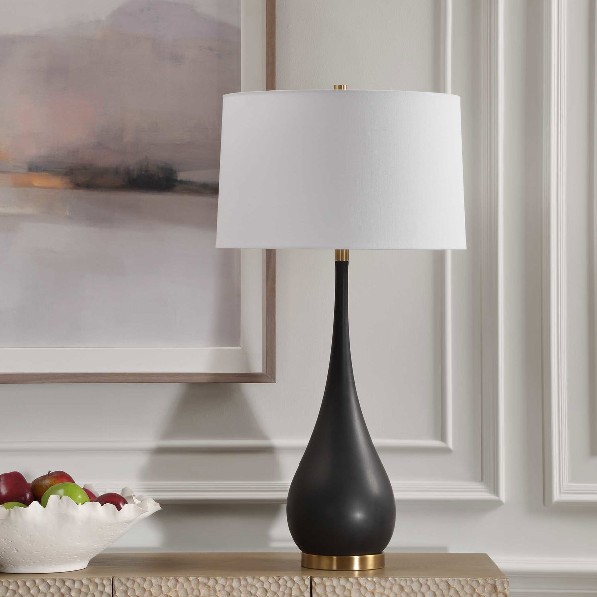 Nocturnal Black Table Lamp, by Uttermost, 18" width x 34.5" height x 18" depth View 4