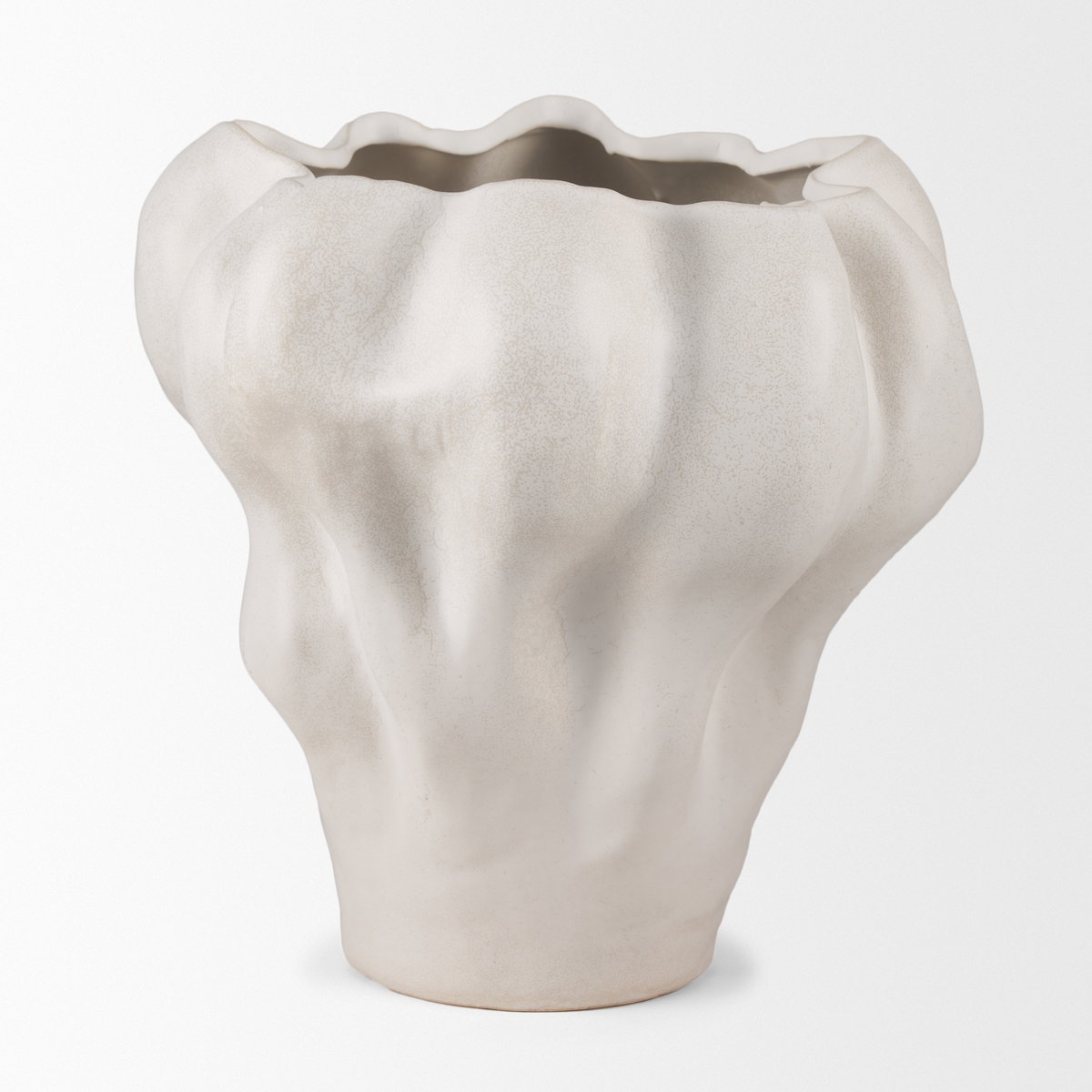 Vanna Sculptural Cream Glazed Ceramic Vase, by Mercana, 11.81" length x 11.61" width x 11.81" height View 3