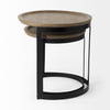 Aisley (Set of 2) 19.3L x 19.3W x 19H Light Brown Wood with Black Metal Base Round Nesting Side Tables, Side & End Table by Mercana, 19" length x 19" width x 19.25" height thumbnail 4