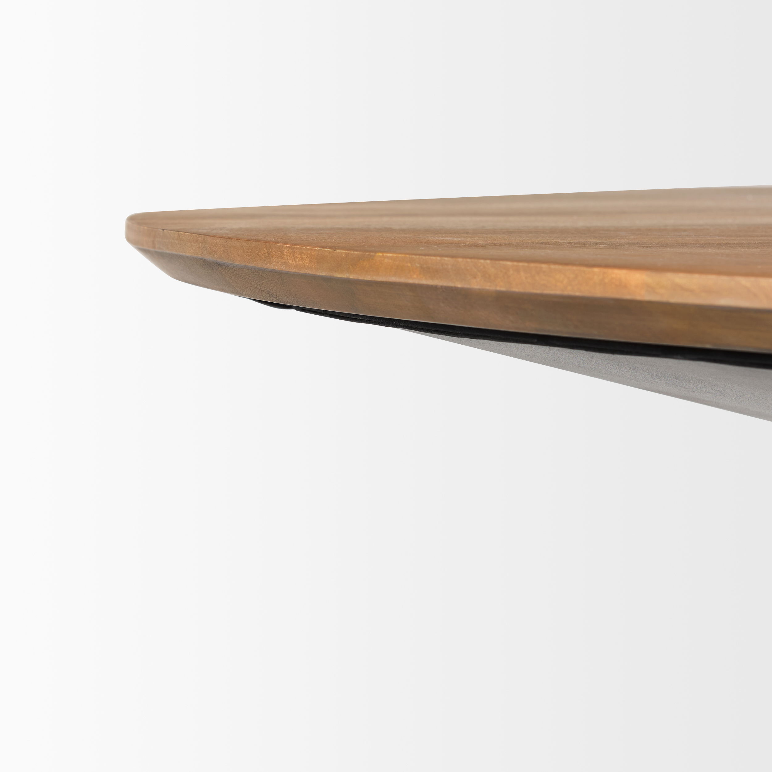 Mitchell Black Metal Pedestal Base with Brown Wood Top Dining Table 63.0L x 63.0W x 30.0H, by Mercana, 63" length x 63" width x 31" height View 5