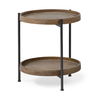 Kade III 16.9' Round Top Natural Brown Wood and Gray Metal Frame Tray-Style End/Side Table, Side & End Table by Mercana, 16.93" length x 16.93" width x 18.9" height thumbnail 1
