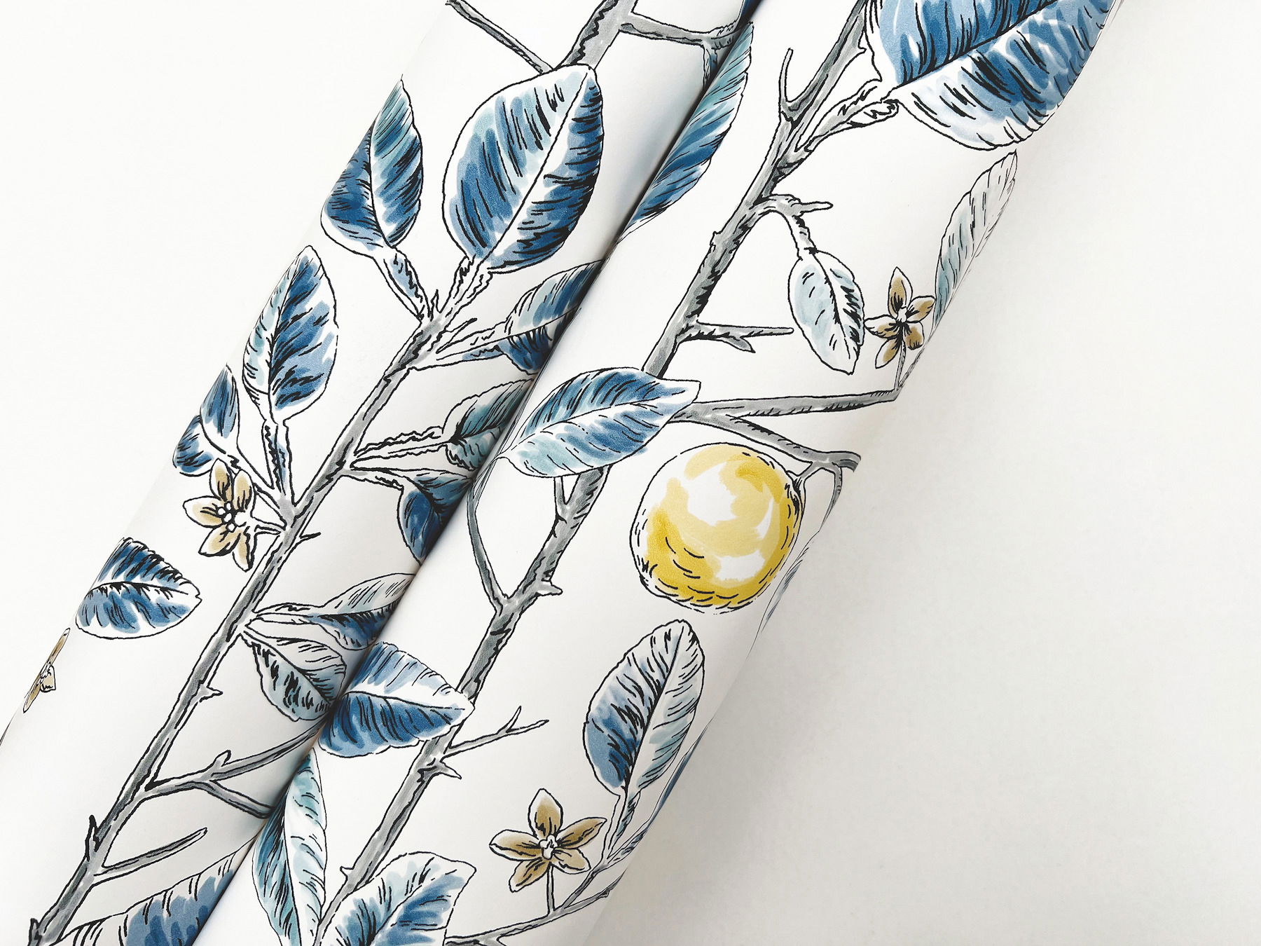 Limoncello Toile Blue Wallpaper large image 