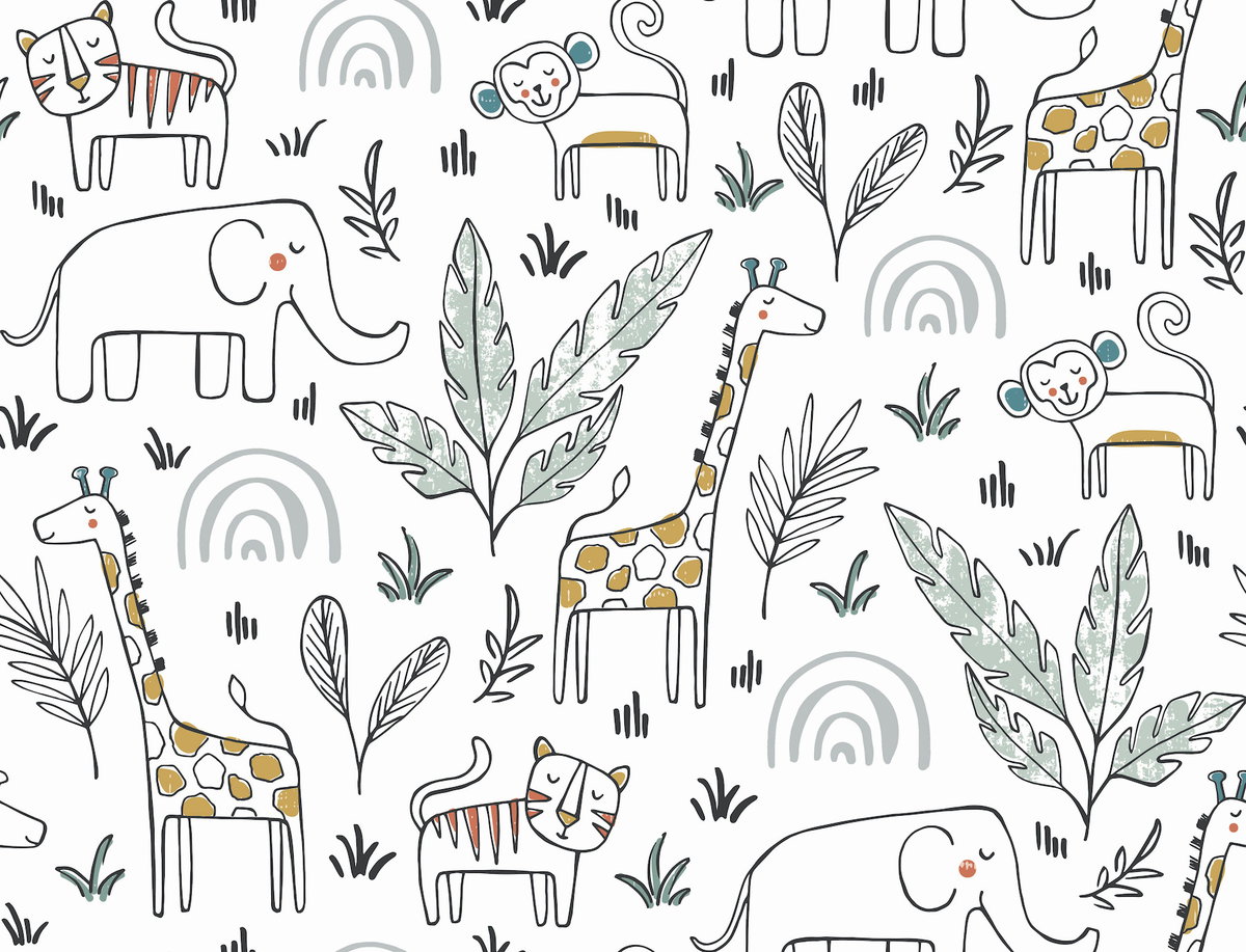 Jungle Menagerie Yellow Peel & Stick Wallpaper, by York Wall, 18'10.8" length x 1'6" width x 0.02" depth