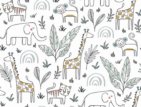 Jungle Menagerie Yellow Peel & Stick Wallpaper