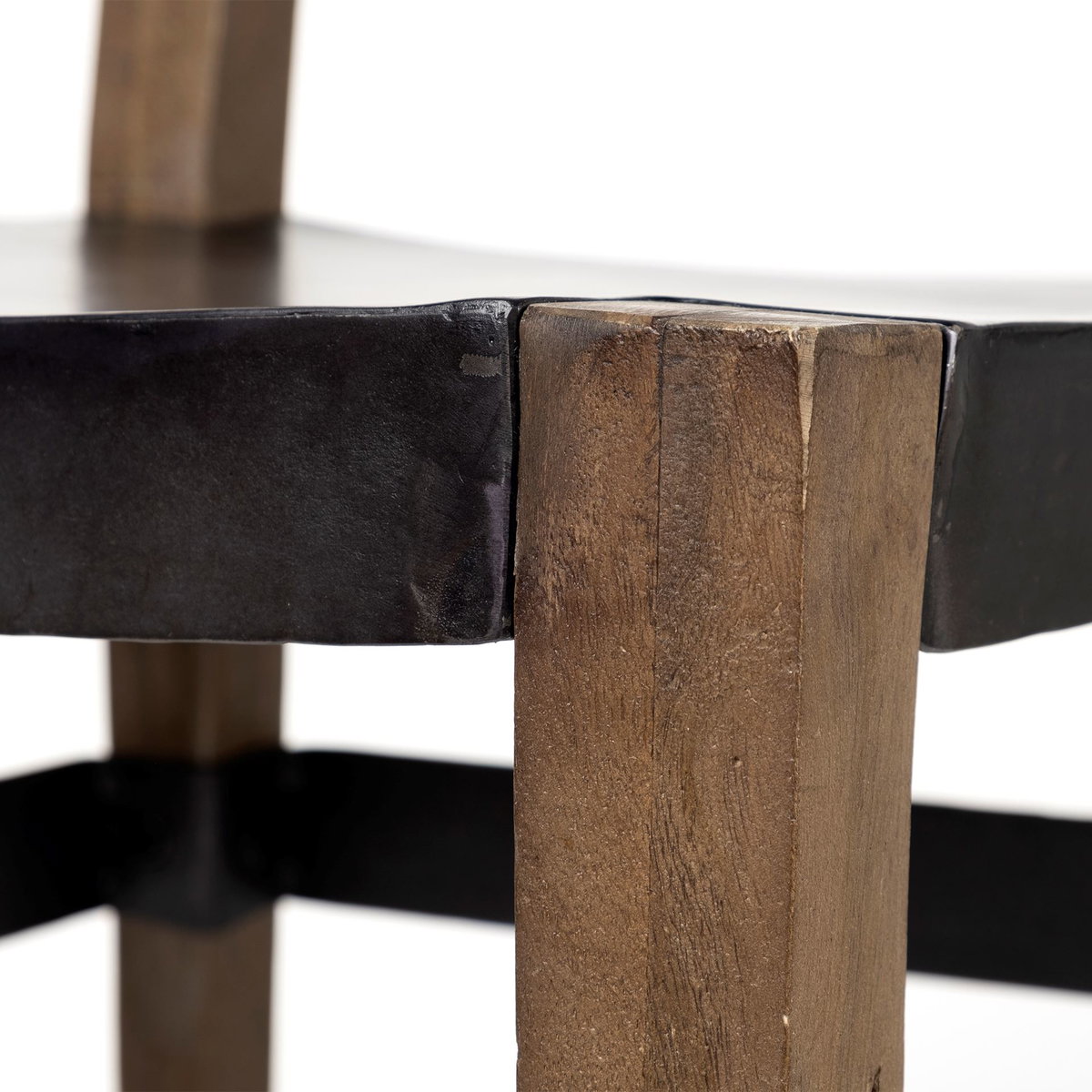 Nell Open Back Dining Side Chair | Black Iron with Brown Wooden, Dining Chair by Mercana, 19.75" length x 19.5" width x 31" height View 7