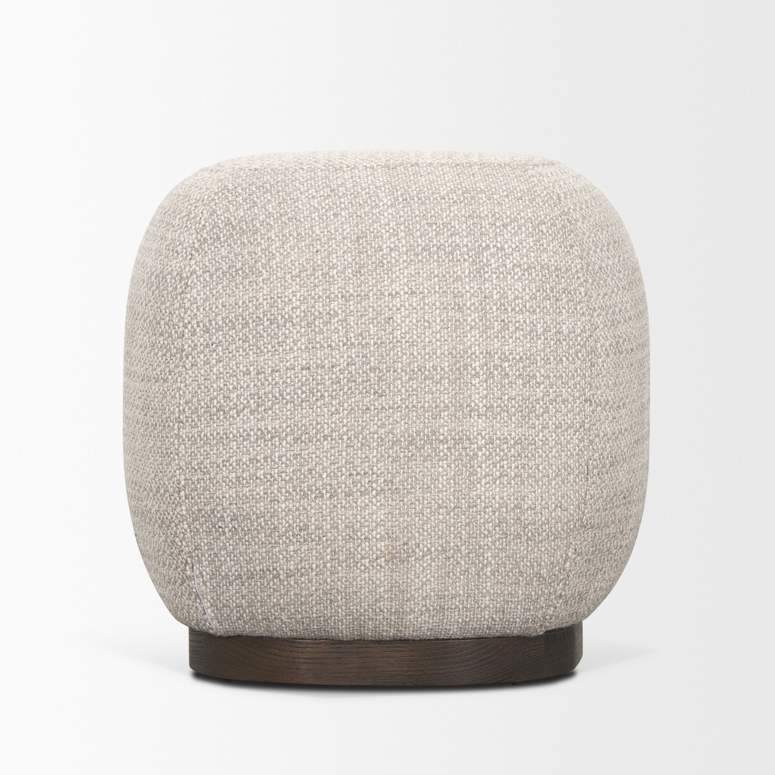 Siren Gray Fabric with Dark Brown Wood Round Accent Stool large image 