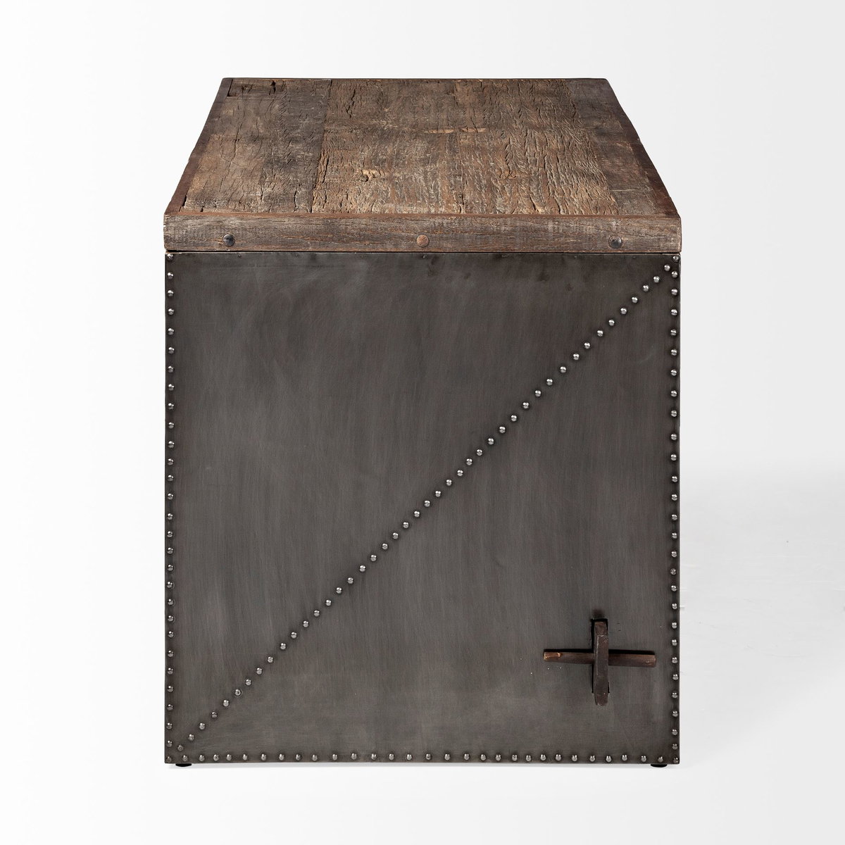 Orwell 52L x 28W Brown Wood Top Metal Cladded Frame Office Desk, by Mercana, 56" length x 28" width x 30" height View 4