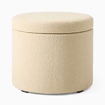 Online Designer Other Emmett Ottoman Upholstered Storage Small Round 20 Perf Basketweave Camel CS