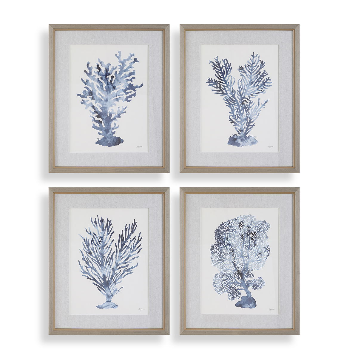 Shibori Coral Framed Prints Set/4, Art by Uttermost, 26.25" width x 32.25" height x 1.75" depth View 1