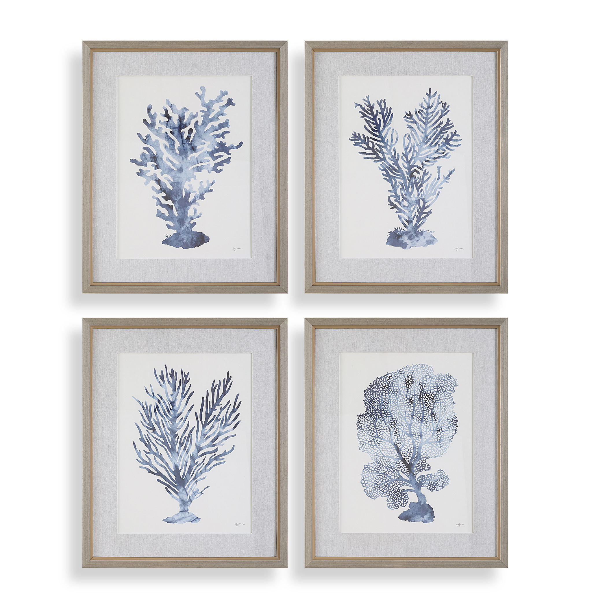 Shibori Coral Framed Prints Set/4, Painting by Uttermost, 26.25" width x 32.25" height x 1.75" depth View 1
