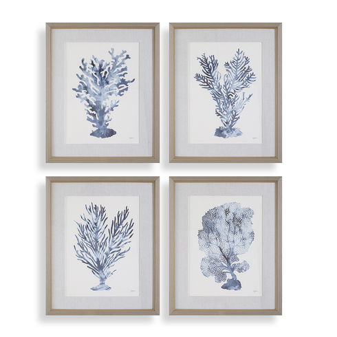 Shibori Coral Framed Prints, Set/4
