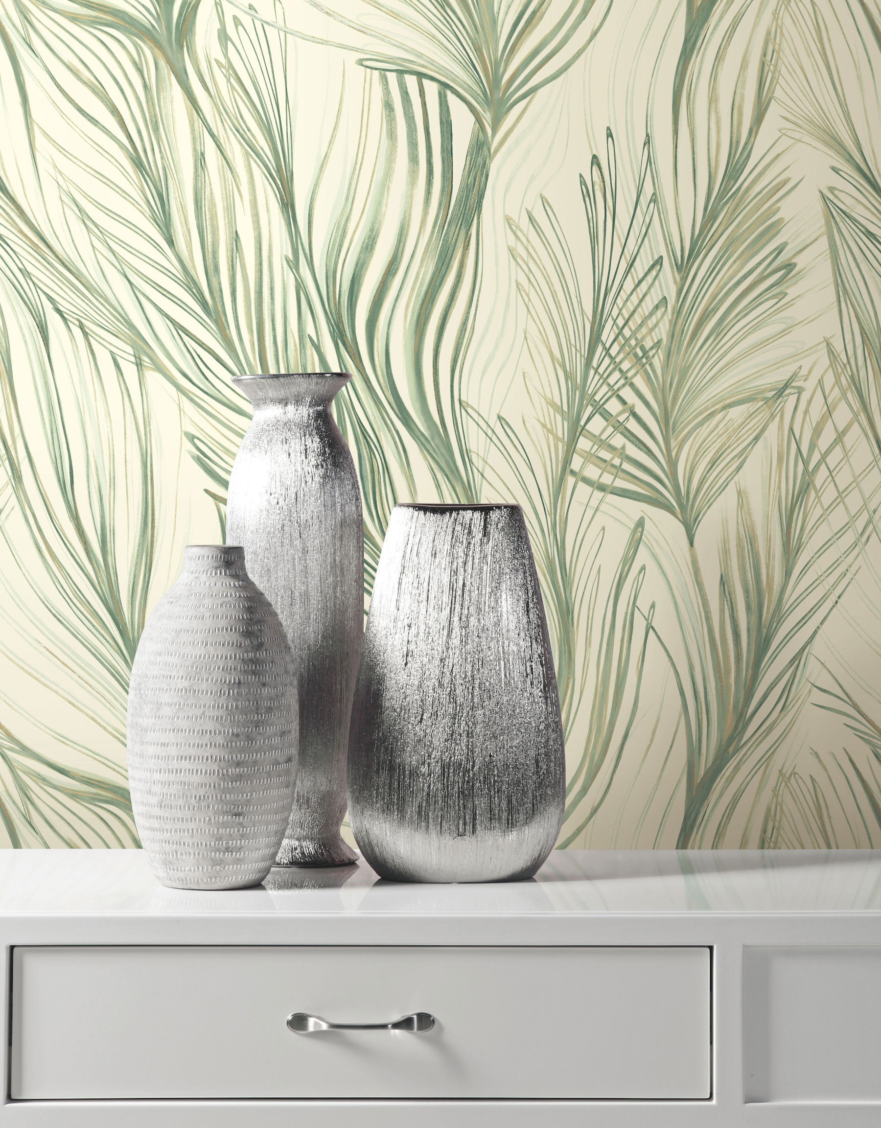 Peaceful Plume Green Wallpaper large image 