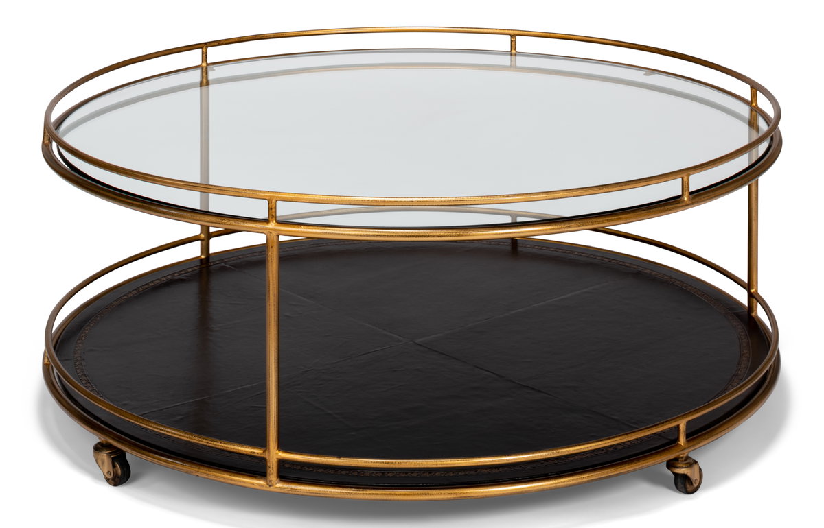 Trolley Round Cocktail Table, by Sarreid, 3'6" length x 3'6" width x 1'5" height View 9
