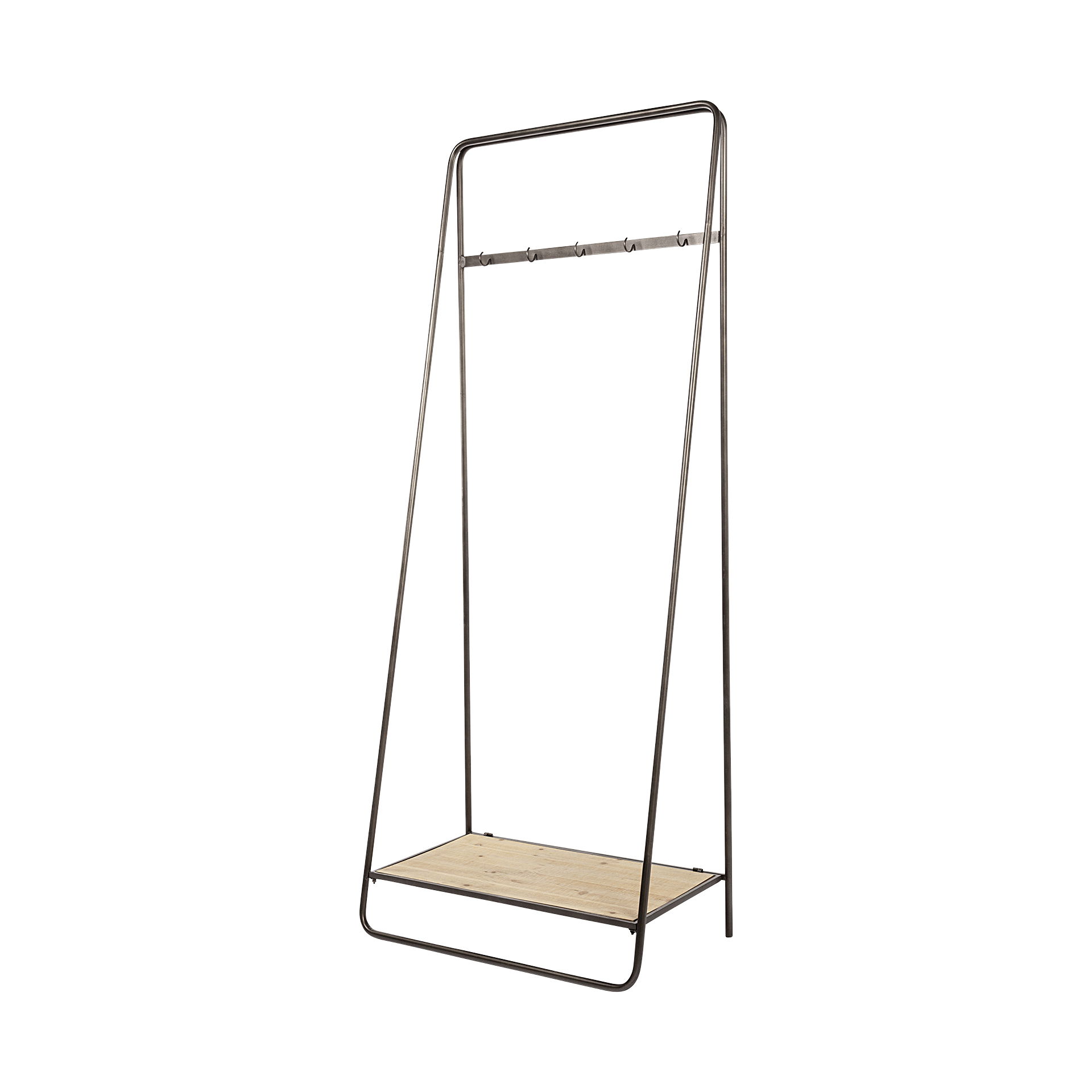 Carell 31L x 18W Black Metal And Wood Shelf Hall Tree large image 