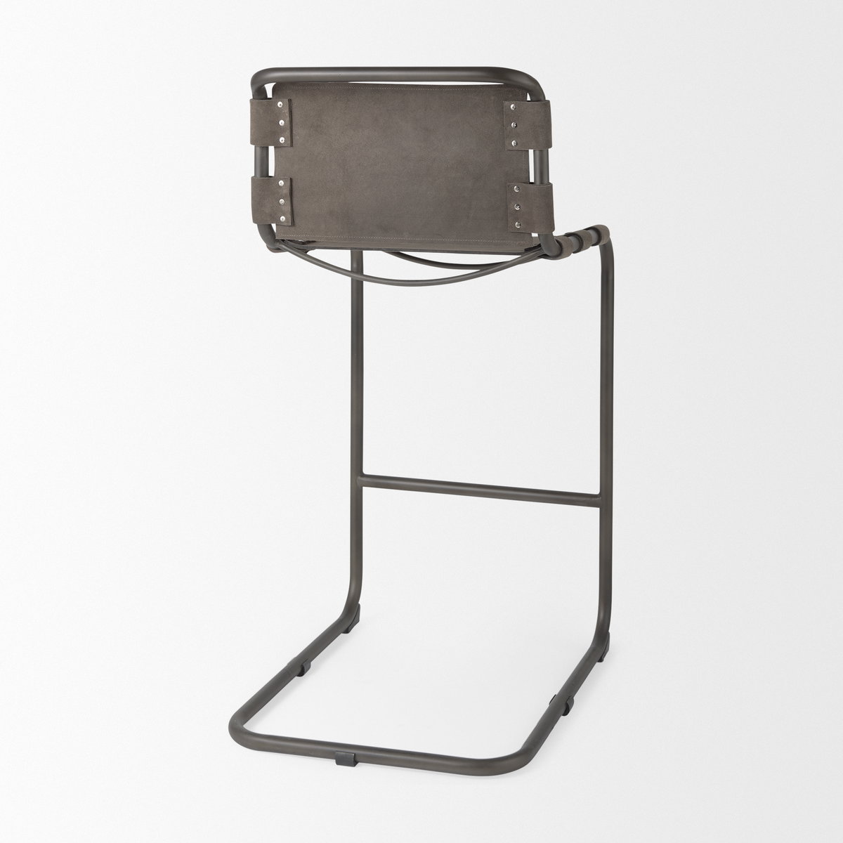 Berbick 43' Total Height Brown/Gray Suede with Iron Frame Bar Stool, Counter & Bar Stool by Mercana, 20.5" length x 24.8" width x 43" height View 6