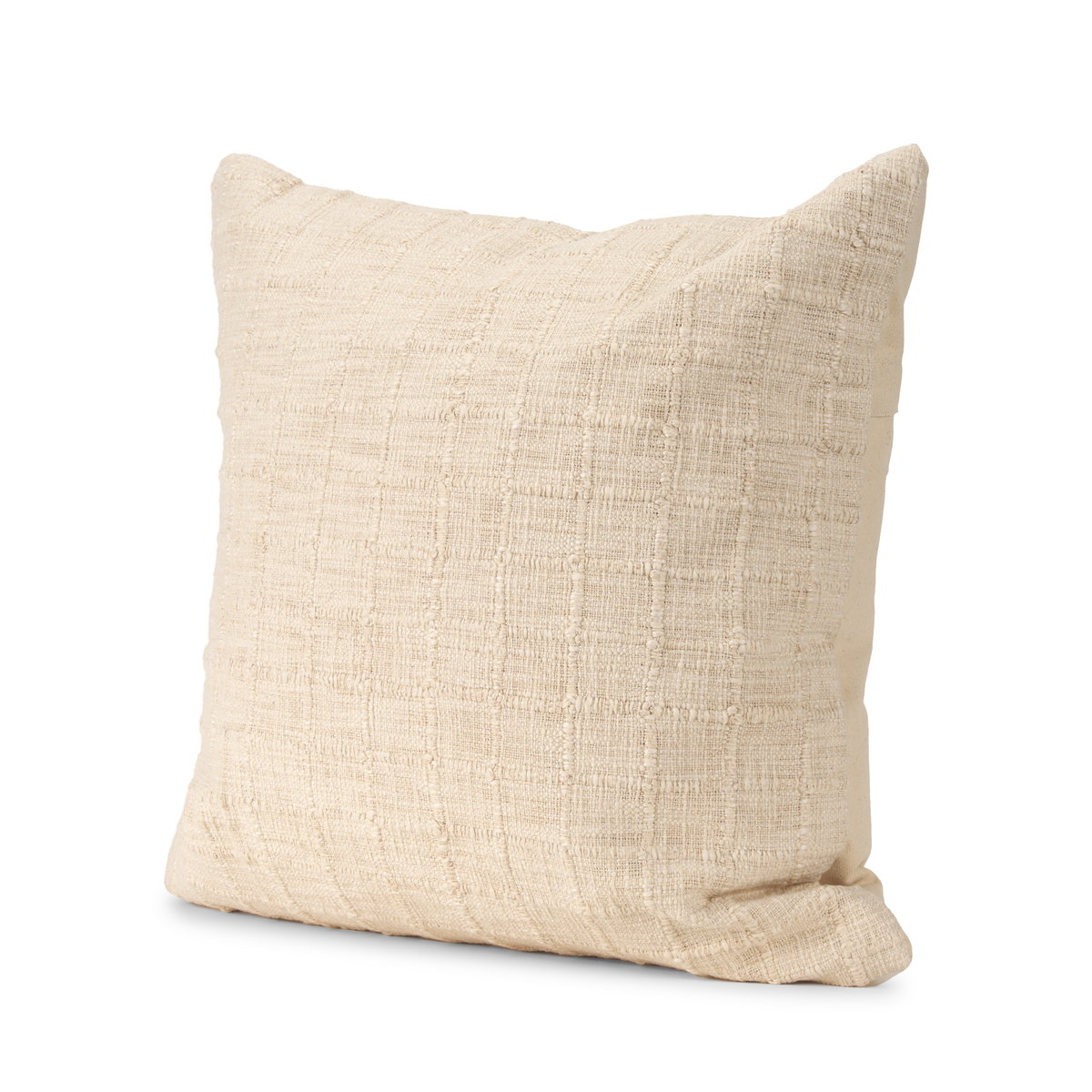 Jacory Cream Checker Textured Decorative Square Pillow Cover, Decorative Pillow by Mercana, 22" length x 0.5" width x 22" height View 1