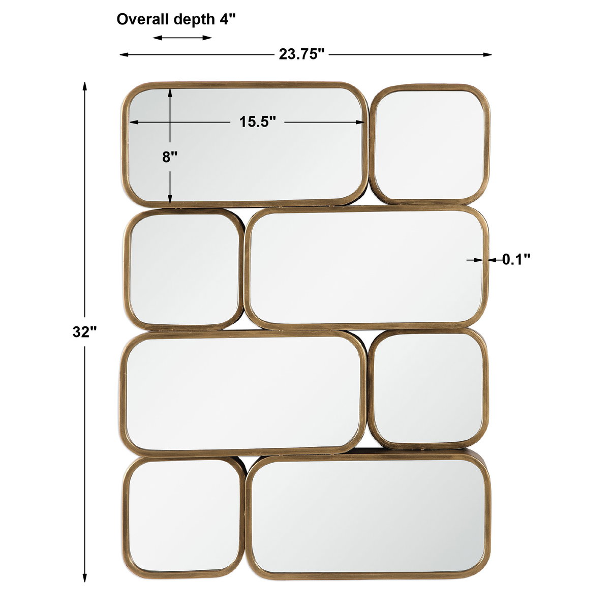Canute Modern Gold Mirror, by Uttermost, 1'11.75" width x 2'8" height x 4" depth View 3