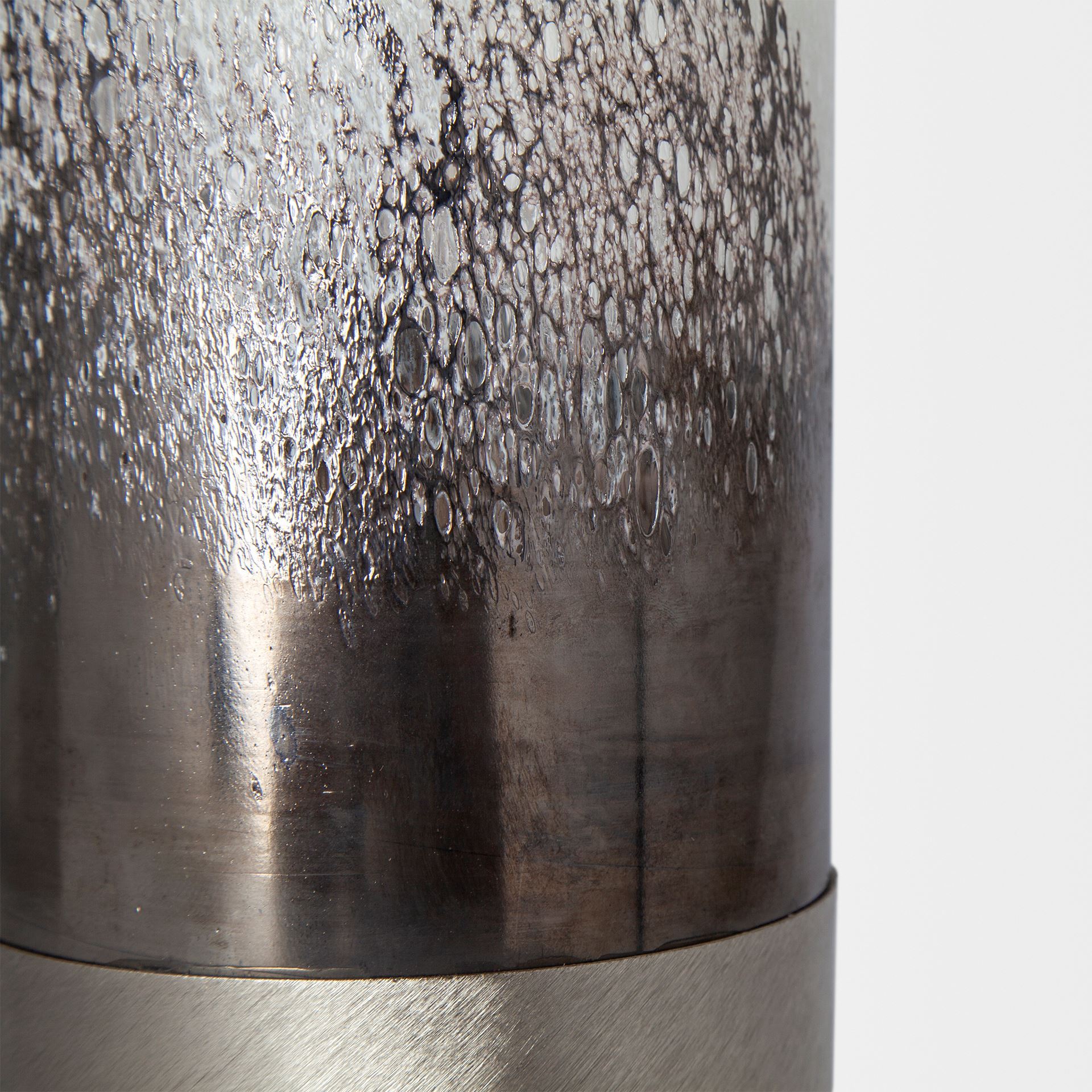 Baltic I Tall White Brushed Silver Metal Bottom Glass Vase large image 