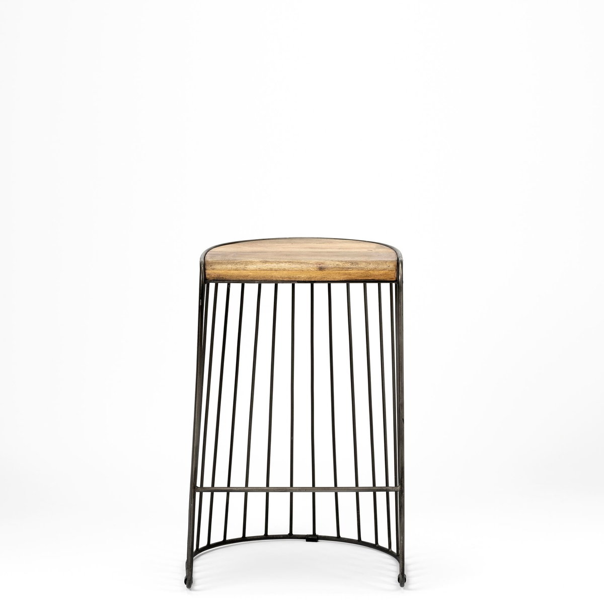 Seagram Backless 25.6in Seat Counter Stool | Brown Wood with Black Metal, Counter & Bar Stool by Mercana, 20" length x 18" width x 25.6" height View 3