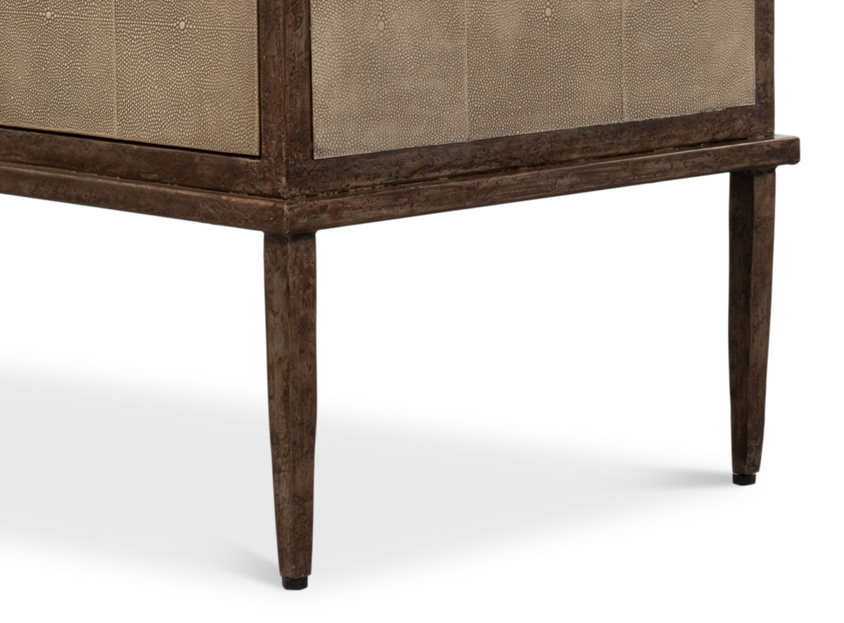 Roland Sideboard Shagreen Charcoal Grey, by Sarreid, 1'8" length x 3'4" width x 2'8" height View 7