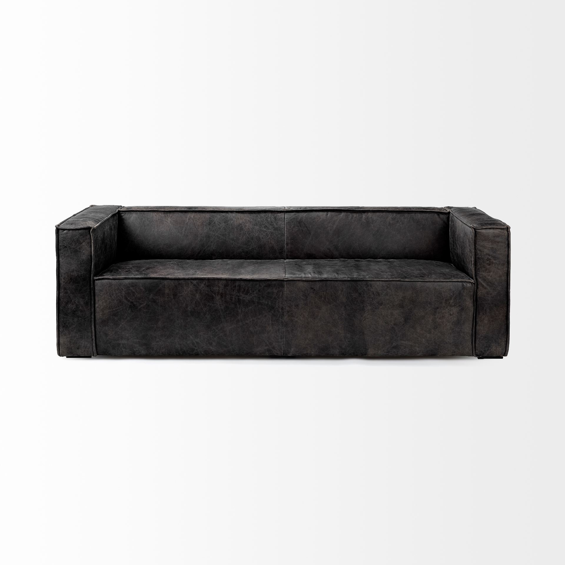 Stinson II 91' Black Leather Three Seater Sofa large image 