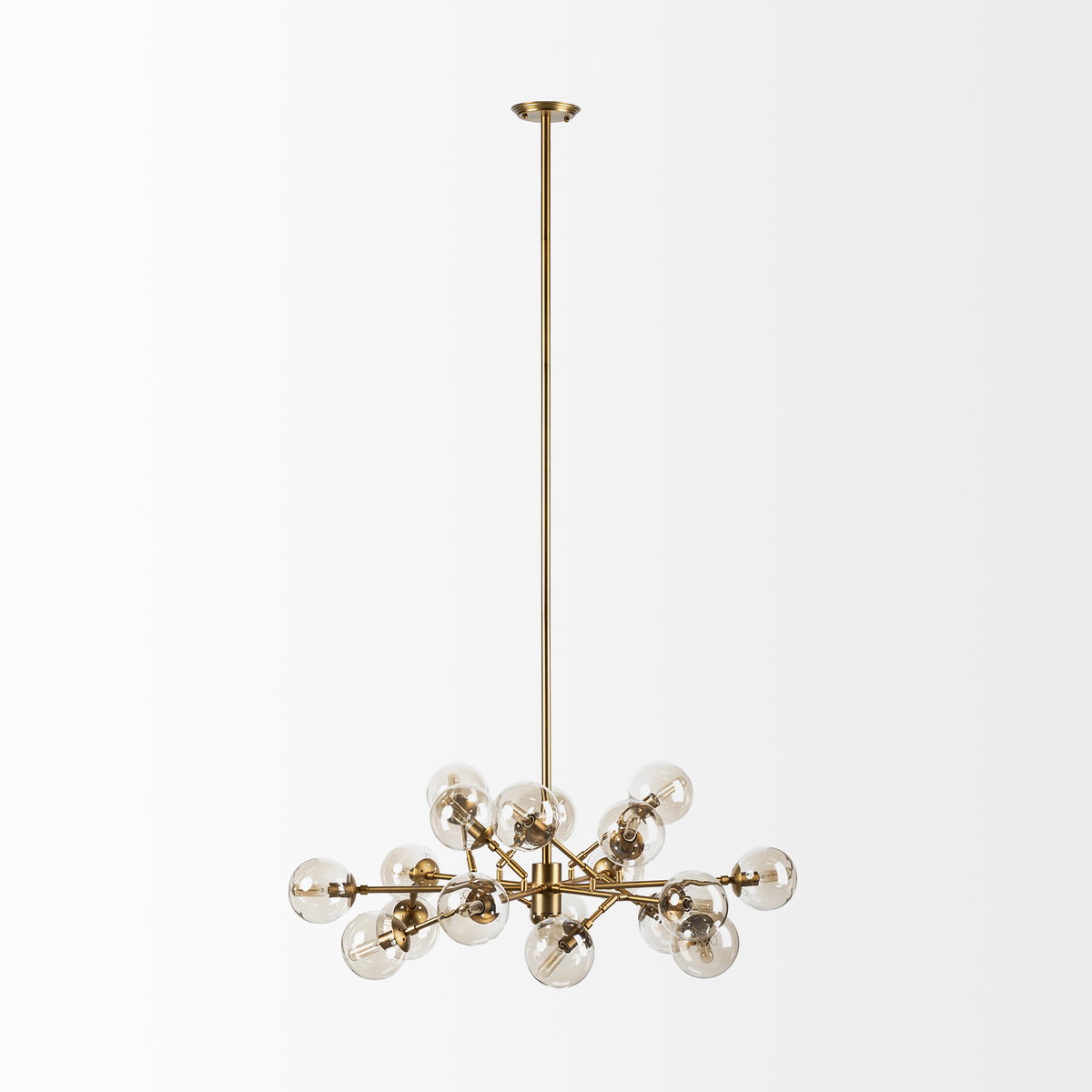 Rudyard Glass Globe and Gold Metal Chandelier, by Mercana, 50.5" length x 50.5" width x 16" height View 3