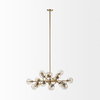 Rudyard Glass Globe and Gold Metal Chandelier, by Mercana, 50.5" length x 50.5" width x 16" height thumbnail 3