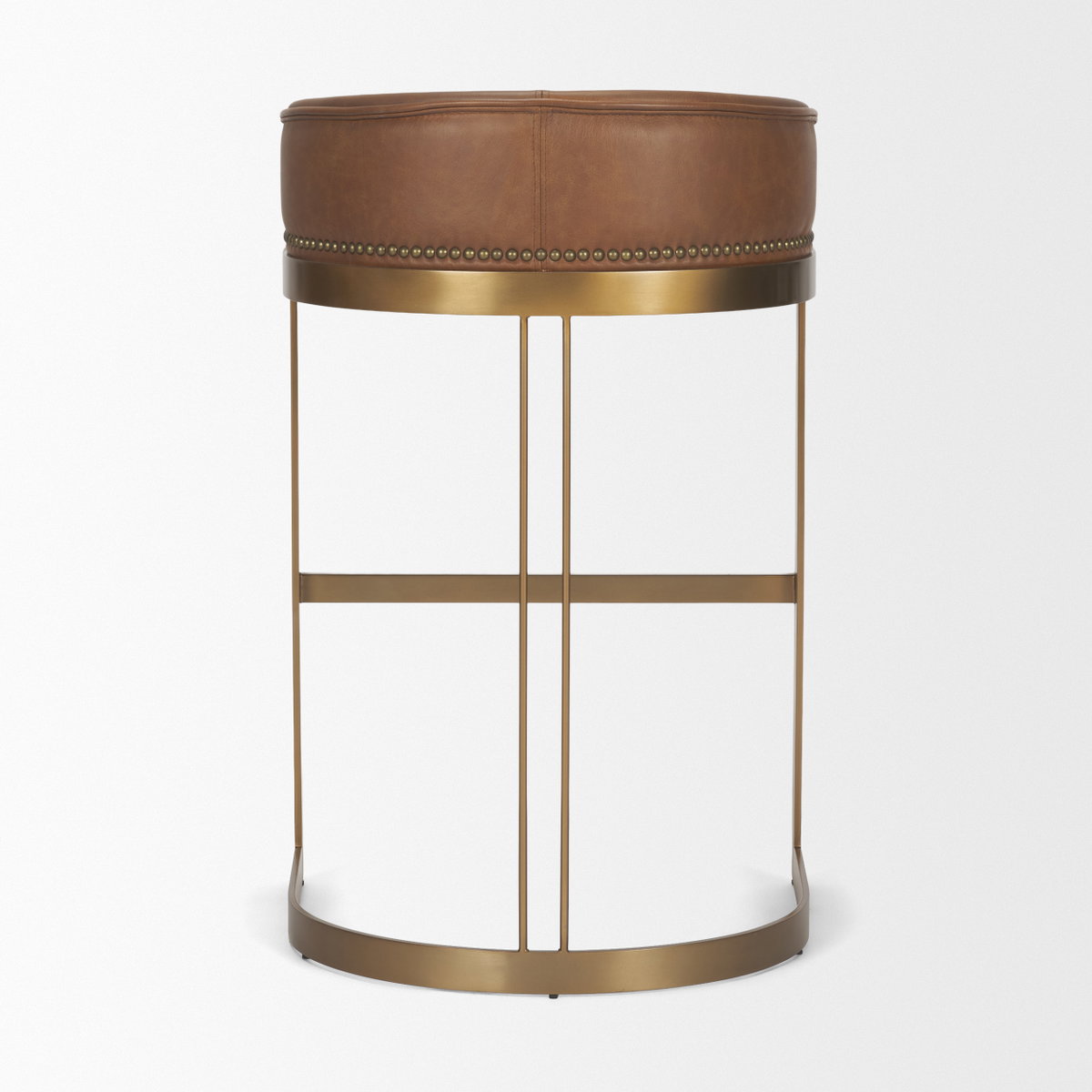 Hollyfield Low Back 28.75in Seat Bar Stool | Cognac Brown Leather, Counter & Bar Stool by Mercana, 20.5" length x 19.7" width x 32.7" height View 6